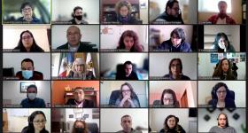 Directivos de las instituciones durante la videoconferencia